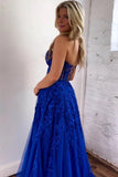 Cute A Line Sweetheart Royal Blue Tulle Long Prom Dresses PSK532-Pgmdress