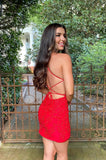 Cute Red Sweetheart Lace Backless Tight Homecoming Dresses PD501-Pgmdress