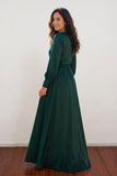 Dark Green Silk Wrap Mother of the Bride Dress Wedding Guest Outfit-Pgmdress