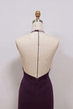 Deep Purple V-Neck Open Back Mermaid Prom Dress with Crystal-Pgmdress