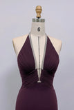 Deep Purple V-Neck Open Back Mermaid Prom Dress with Crystal-Pgmdress