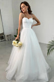 Elegant A-Line Spaghetti Straps Sweetheart Tulle Wedding Dress  WD647