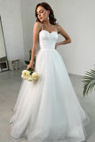 Elegant A-Line Spaghetti Straps Sweetheart Tulle Wedding Dress  WD647-Pgmdress