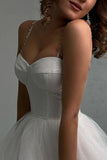 Elegant A-Line Spaghetti Straps Sweetheart Tulle Wedding Dress  WD647-Pgmdress