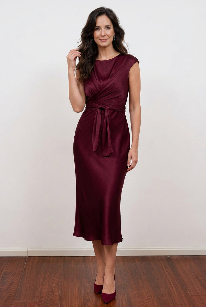 burgundy mother of the bride dress BABARONI Chiffon Short with V-Neck, Flutter Sleeves and Sequin Appliqu Spot clean only Azazie A-Line/Princess Boat Neck Floor-Length