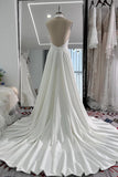 Elegant Halter Mermaid Wedding Dress with Detachable Train Satin Gown