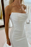 Elegant Mermaid Scoop Neck Elastic Satin Wedding Dress With Sequins