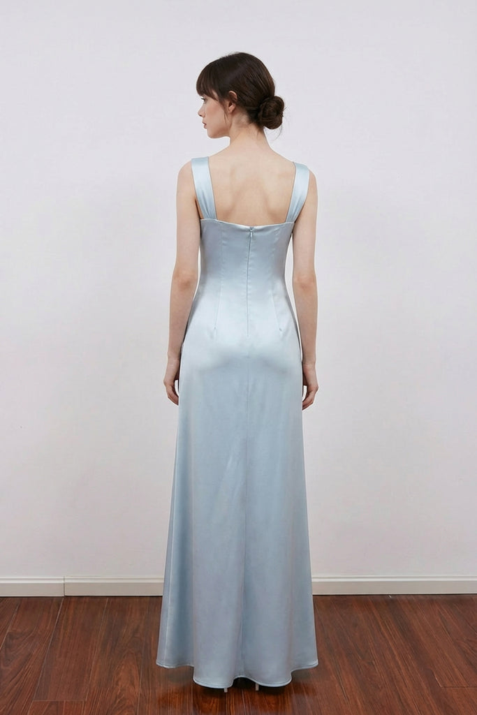 Elegant Navy Blue Satin Prom Dress with Crystal Embellished Pgmdress Elegant Navy Blue Satin Prom Dress with Crystal Embellished Pgmdress