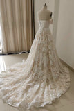 Elegant Off-Shoulder Lace Boho Wedding Dress with Lace-up Back-Pgmdress