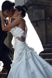 Elegant One Shoulder Applique Satin White Wedding Dress WD785-Pgmdress
