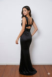 Elegant Ruched Sweetheart Backless Mermaid Black Prom Dress-Pgmdess