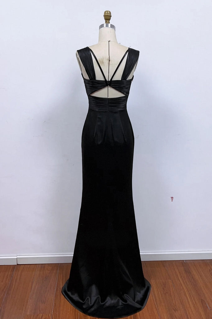 black backless mermaid prom dress Sparkly Sexy Black Strapless Open Back Mermaid Side-slit Long Prom Dre SposaBridal