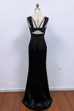 Elegant Ruched Sweetheart Backless Mermaid Black Prom Dress-Pgmdess