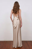 Elegant Satin Cowl Neck Thigh Slit Bridesmaid Dress Party Dress-Pgmdress