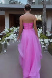 Elegant Strapless Layered Pink Prom Dresses Long Formal Gowns PSK538-Pgmdress