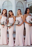 Elegant Strapless Mermaid Floor-Length Pink Bridesmaid Dress BD115-Pgmdress