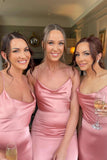 Elegant Straps Pink Floor Lenght Long Bridesmaid Dress BD108-Pgmdress