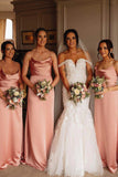 Elegant Straps Pink Floor Lenght Long Bridesmaid Dress BD108-Pgmdress