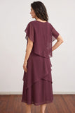 Elegant Tiered Burgundy Plus Size Chiffon Mother of the Bride Dress-Pgmdress