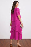 Elegant Tiered Burgundy Plus Size Chiffon Mother of the Bride Dress-Pgmdress
