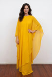Elegant Yellow Cape Mother of the Bride Dress | Long Evening Gown-Pgmdress