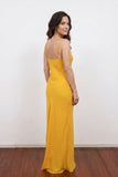 Elegant Yellow Cape Mother of the Bride Dress | Long Evening Gown-Pgmdress