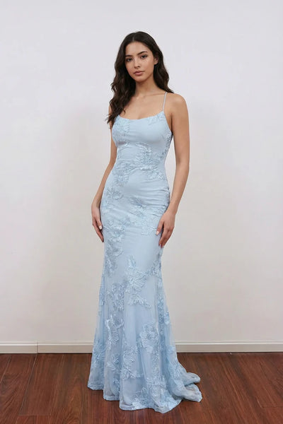 Elegant Mermaid Floral Embroidered Blue Prom Dress Party Dress Pgmdress Elegant Mermaid Floral Embroidered Blue Prom Dress Party Dress Pgmdress