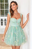 Floral Embroidery Sweetheart A-Line Homecoming Dress Short Party Dress  PD472-Pgmdress