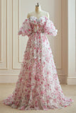 Flower Fairy White Fuchsia Multi-Colors Floral Prom Dresses PSK561