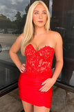 Fuchsia Beaded Lace Appliques Tight Homecoming Dress  PD537-Pgmdress