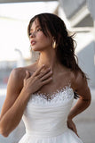 Glamorous Off-Shoulder Sweetheart Pearls Modest Wedding Dress WD668-Pgmdress