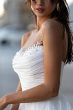 Glamorous Off-Shoulder Sweetheart Pearls Modest Wedding Dress WD668-Pgmdress