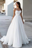 Glamorous Off-Shoulder Sweetheart Pearls Modest Wedding Dress WD668