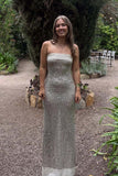 Glitter Fitted Sleeveless Sequin Mint Green Prom Dress Party Dress-Pgmdress