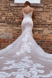 Gorgeous Mermaid Spaghetti Straps Wedding Dresses With Appliques WD702-Pgmdress