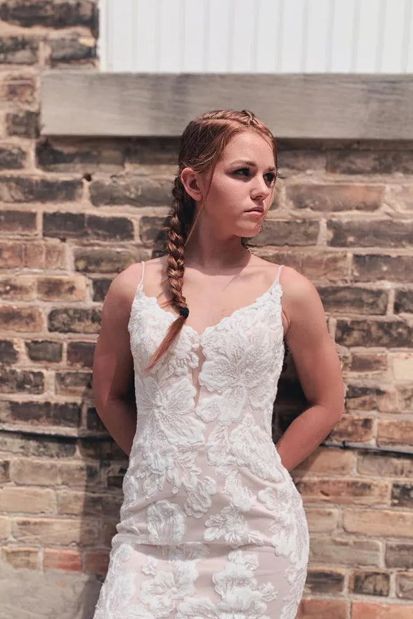 Gorgeous Mermaid Spaghetti Straps Wedding Dresses With Appliques WD702-Pgmdress