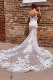 Gorgeous Mermaid Spaghetti Straps Wedding Dresses With Appliques WD702-Pgmdress
