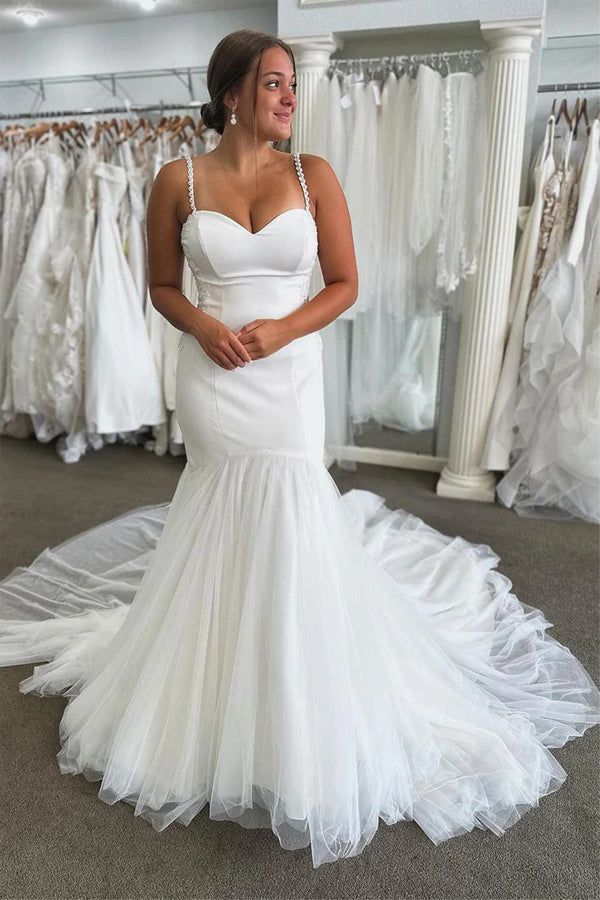 Gorgeous Sweetheart Tulle Mermaid Wedding Dress with Bow WD760-Pgmdress