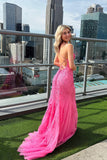 Green Tulle Mermaid Scoop Neck Lace Up Prom Dresses Evening Dresses  PSK438-Pgmdress