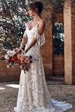 Ivory Bohemian Scoop Neckline Backless Beach Wedding Dress WD676