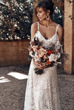 Ivory Bohemian Scoop Neckline Backless Beach Wedding Dress WD676-Pgmdress