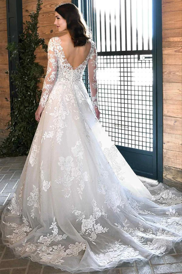 Ivory Lace Rustic Wedding Dresses Boho Wedding Dresses WD716-Pgmdress