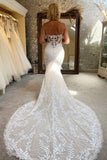 Ivory Lace Strapless Mermaid Wedding Dress Lace Bridal Gown WD707-Pgmdress