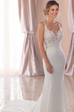 Lace Straps Court Train Mermaid Ivory Wedding Dress WD709-Pgmdress