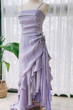 Lavender Vintage Spaghetti Strap Prom Dress Party Dress With Ruffle-Pgmdress
