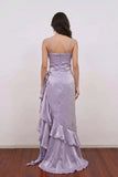 Lavender Vintage Spaghetti Strap Prom Dress Party Dress With Ruffle-Pgmdress