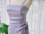 Lavender Vintage Spaghetti Strap Prom Dress Party Dress With Ruffle-Pgmdress