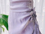 Lavender Vintage Spaghetti Strap Prom Dress Party Dress With Ruffle-Pgmdress