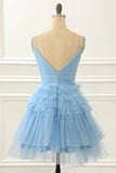 Light Blue A-Line Cute Short Homecoming Dress With Ruffles PD480-Pgmdress