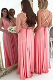 Long Chiffon Plus Size Light Coral Bridesmaid Dresses BD117-Pgmdress